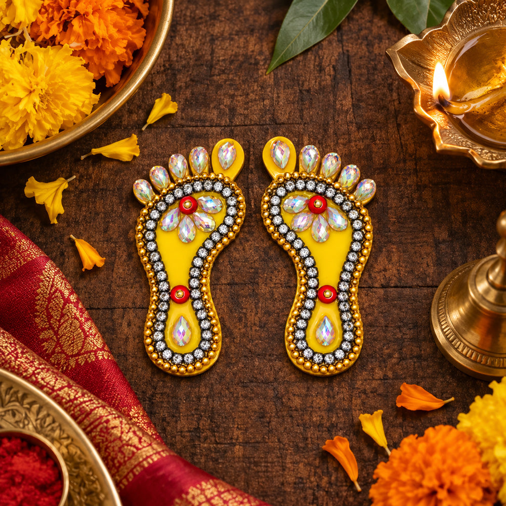 Ethnic Kundan Work Laxmi Footprint Diwali Stickers