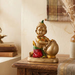 Premium Gold Crimson & Emerald Laddu Gopal Resin Statue