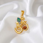 925 Sterling Silver Gold Plated Om Krishna Rudraksha Pendant