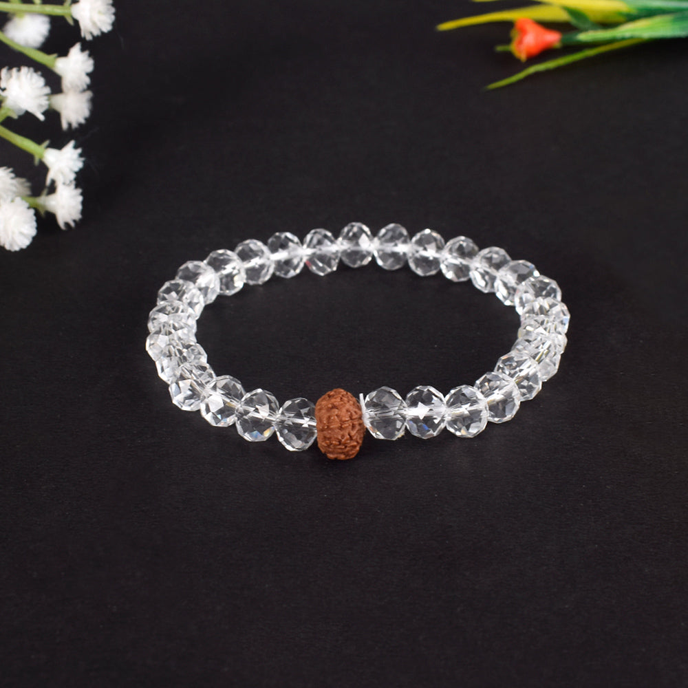 10 Mukhi Rudraksha Glass crystal beads Bracelet
