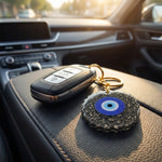 Pyrite Evil Eye Keyring Spiritual Protection & Positive Energy