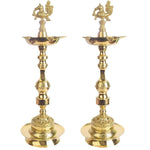 19 Inch 1 Step Embossed Peacock Kerala Stand Deepam