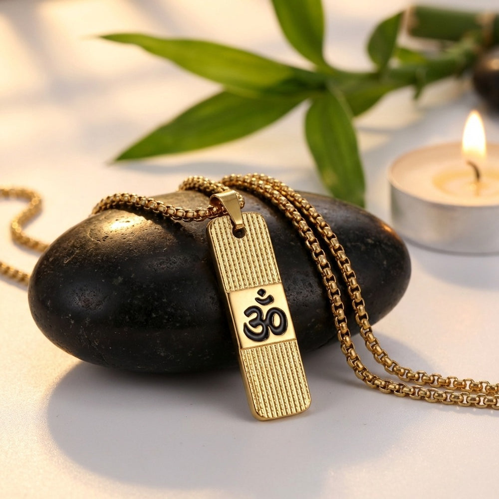 Om Name Gold Plated Pendant