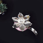 Graceful Silver Lotus Handle Diya with Resin Base