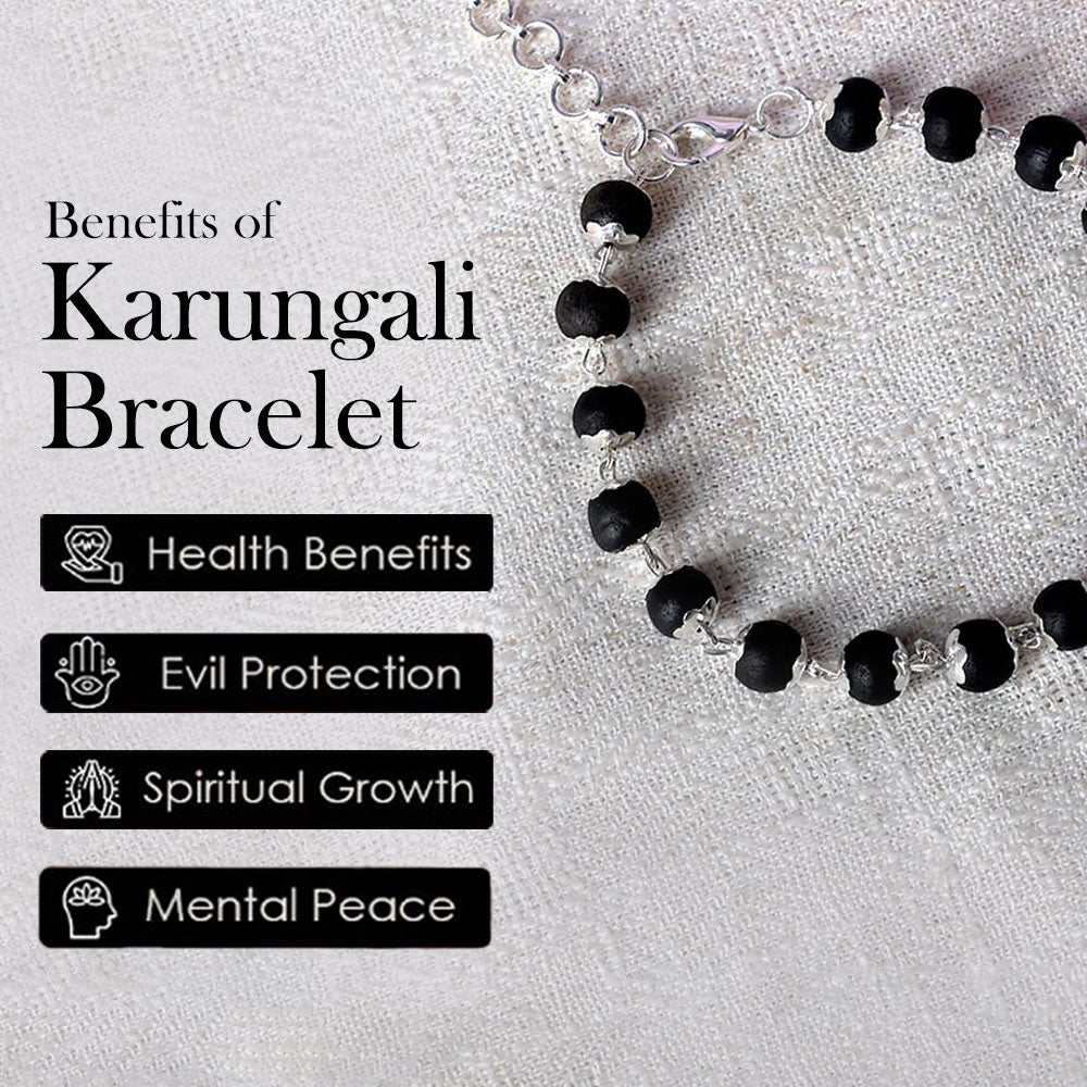Silver Capping Karungali Mala & Bracelet Govt Certified Original