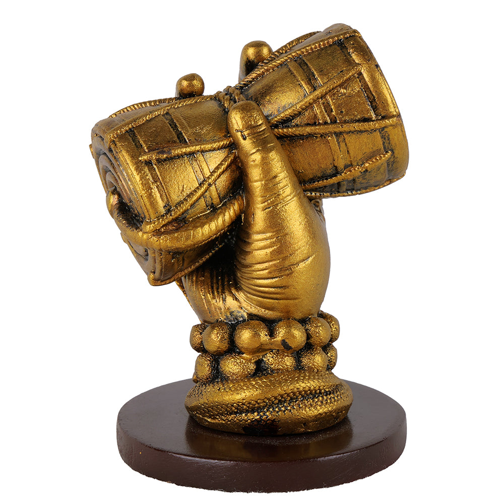 Golden Shiva Hand with Damru Resin Idol Figurine