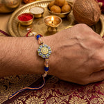 Mandala Floral Medallion Peach Oval Gem Rakhi