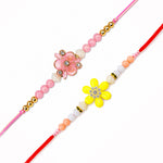 Traditional Pastel Pink and Yellow Floral Rakhi (Set of 2)