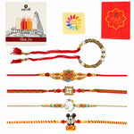 Handcrafted Om Swastik Rainbow Rakhi Combo (Set of 5)