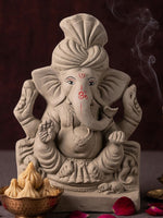 8 Inch Natural Clay Eco Friendly Ganesha Idol