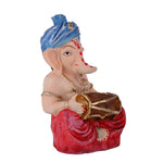 Hand-Painted Blue Turban Resin Ganesh Statue