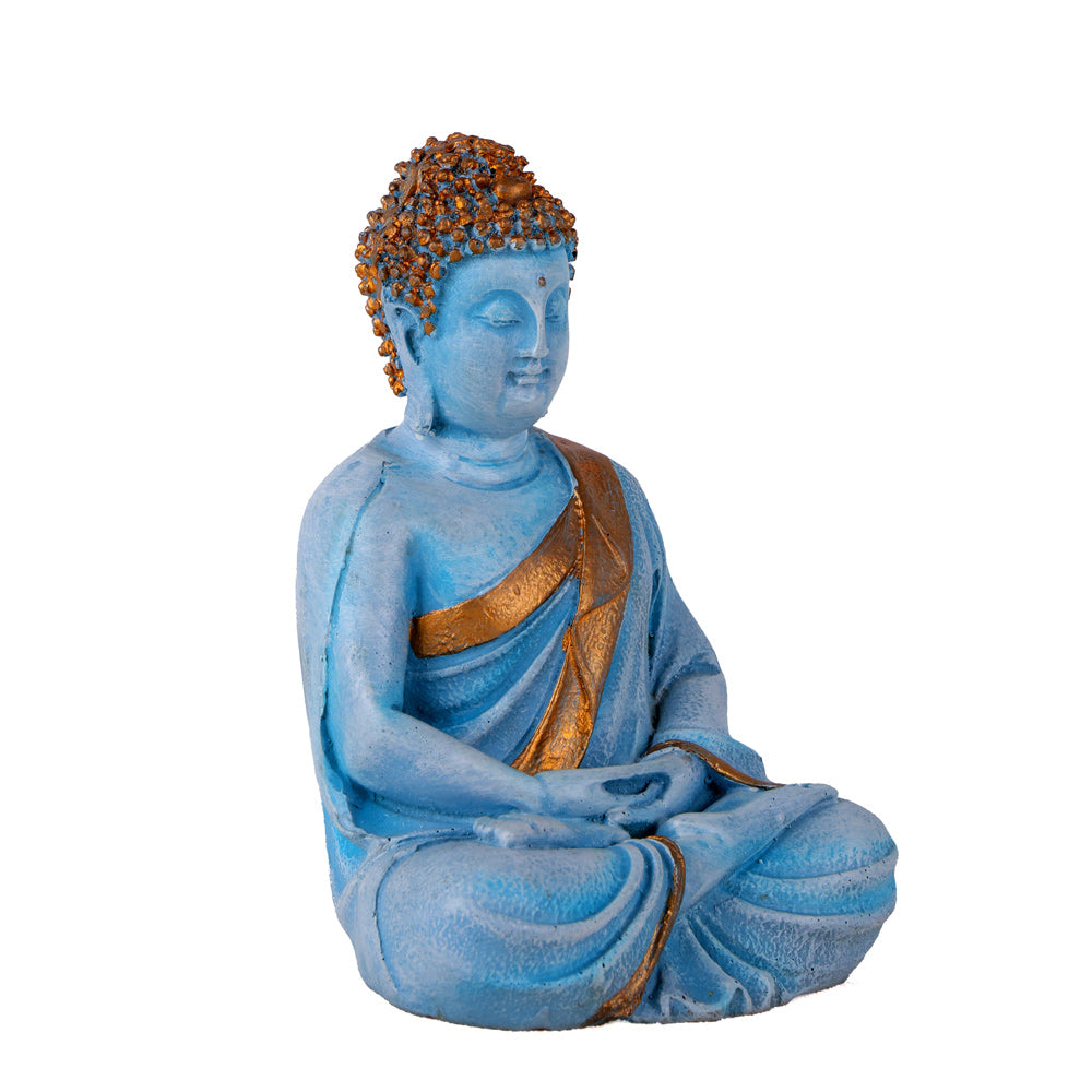 Meditating Cerulean Blue Buddha Resin Statue