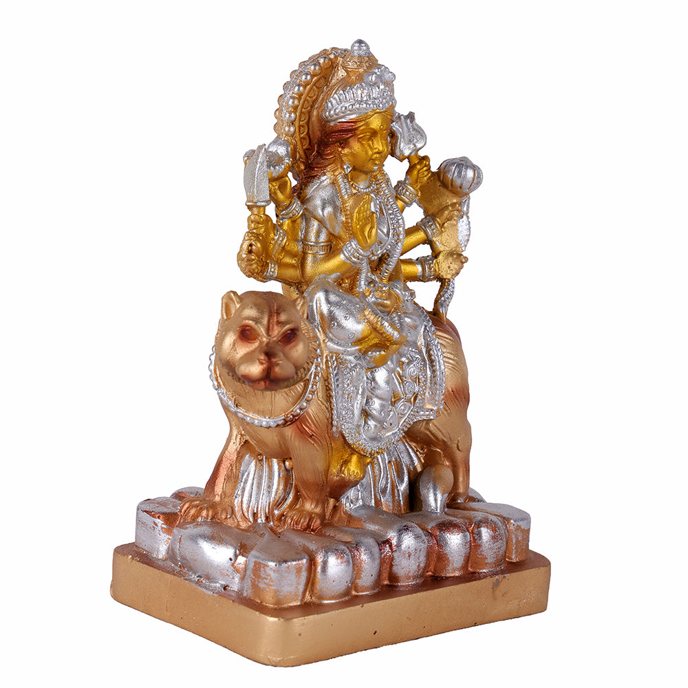 Premium Metallic Silver & Gold Maa Durga Idol Statue