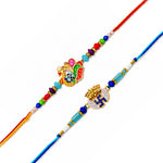Multicolor Peacock Meenakari Swastik Designer Rakhi (Set of 2)