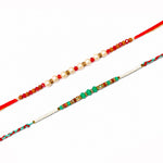 Traditional Pearl and Crystal Beaded Rakhi (Set of 2)