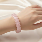 Rose Quartz Flat-Beaded Bracelet Stylish Spiritual Wear