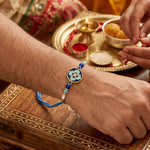 Traditional Royal Blue Floral Enamel Dial Rakhi