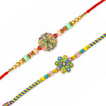Pastel Wheel Medallion Daisy Designer Rakhi (Set of 2)