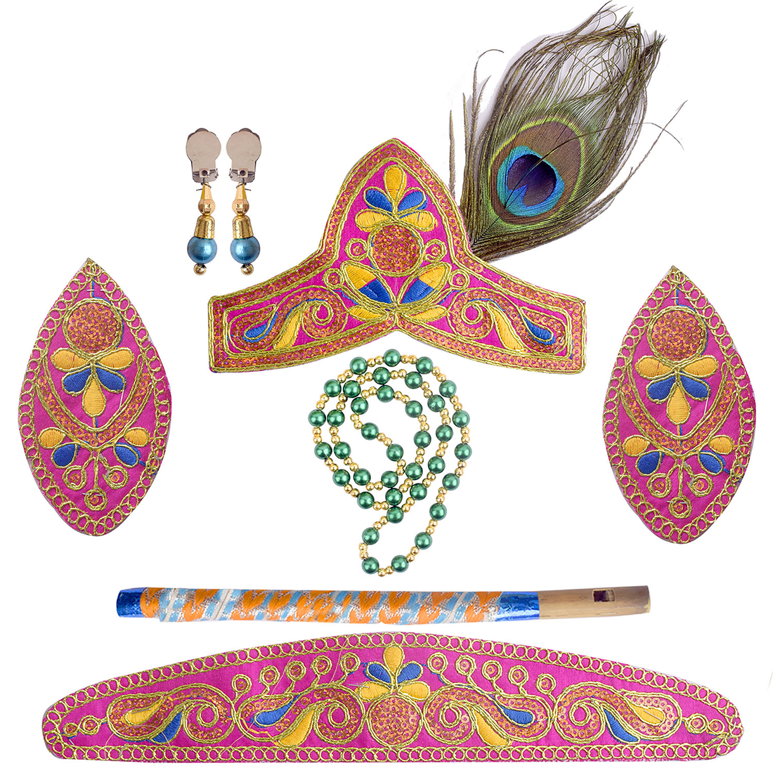 Kids Krishna Jewellery & Shringar Pink Accessories Set