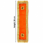 Handcrafted Orange Velvet Ganpati Idol Patka - 15 Inch