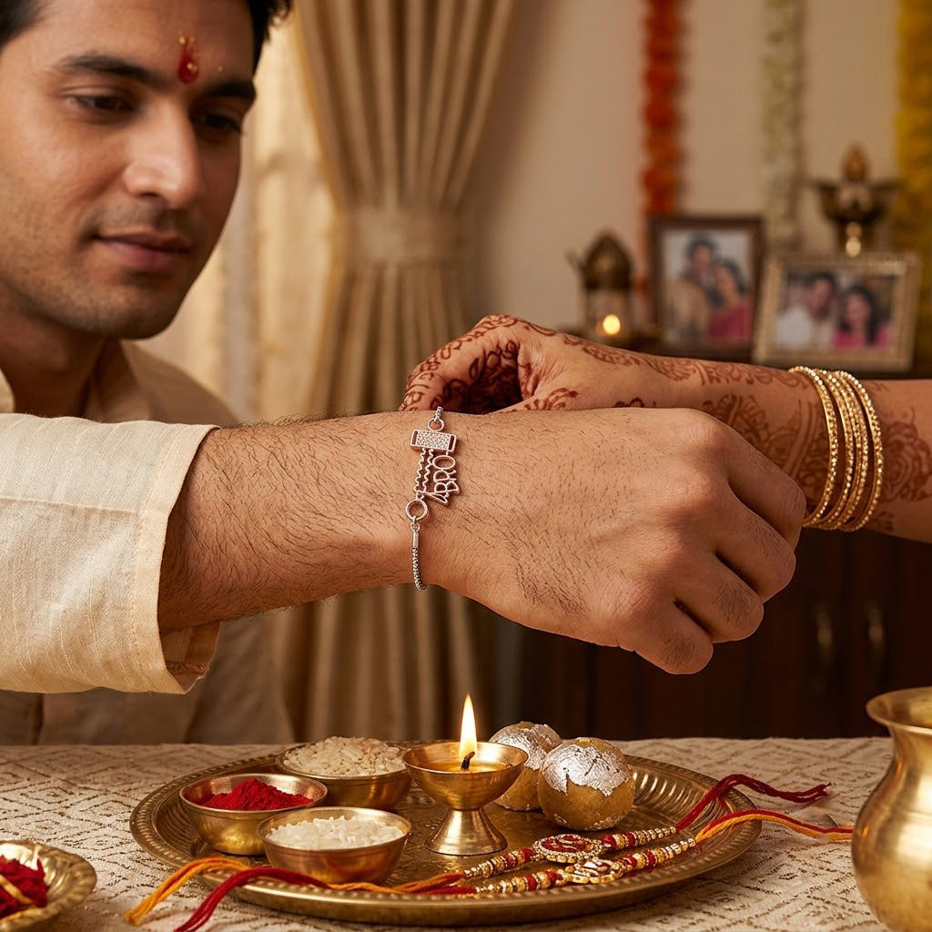 925 Sterling Silver BRO with Hammer Motif Rakhi