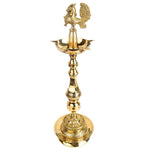 23 Inch 1 Step Brass Embossed Peacock Kerala Stand Diya