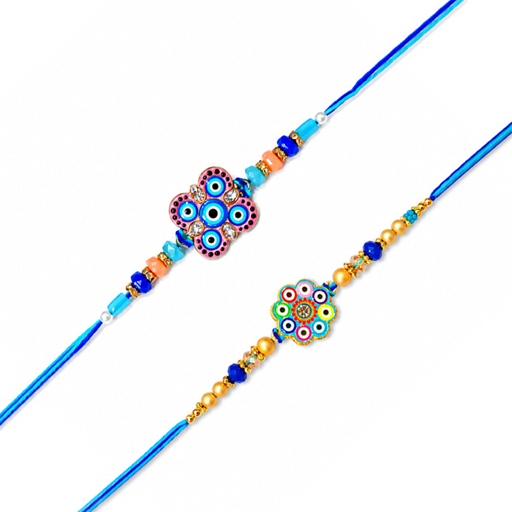 Floral and Clover Evil Eye Designer Rakhi (Set of 2)