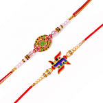Stone Studded BRO Dial and Swastik Symbol Rakhi (Set of 2)