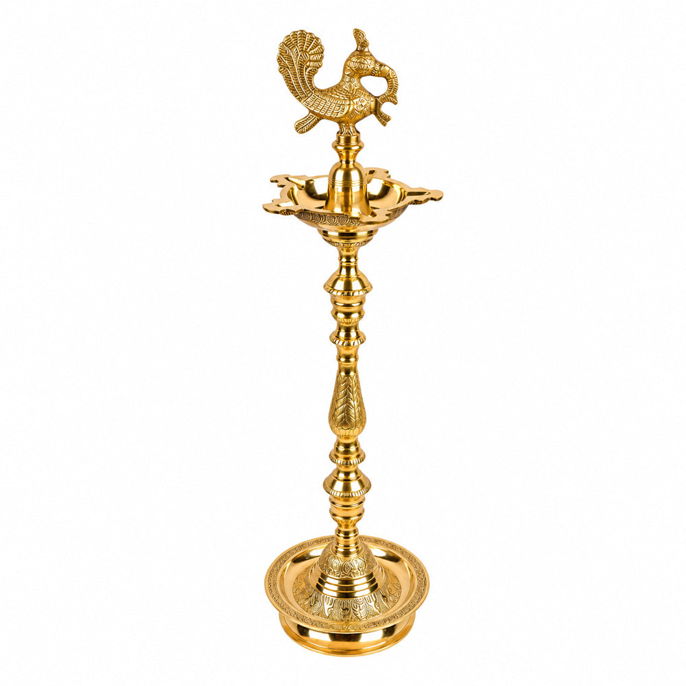 32 Inch Brass Kerala Peacock Samai Deepam Inauguration Lamp