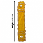 Elegant Yellow Velvet Ganpati Idol Patka with Stone Floral Medallions