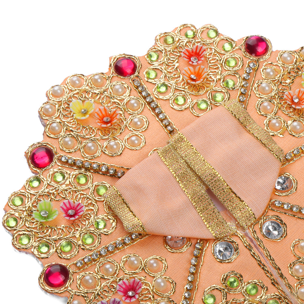 Size 2 3D Floral Accents & Pearl Work Laddu Gopal Dress