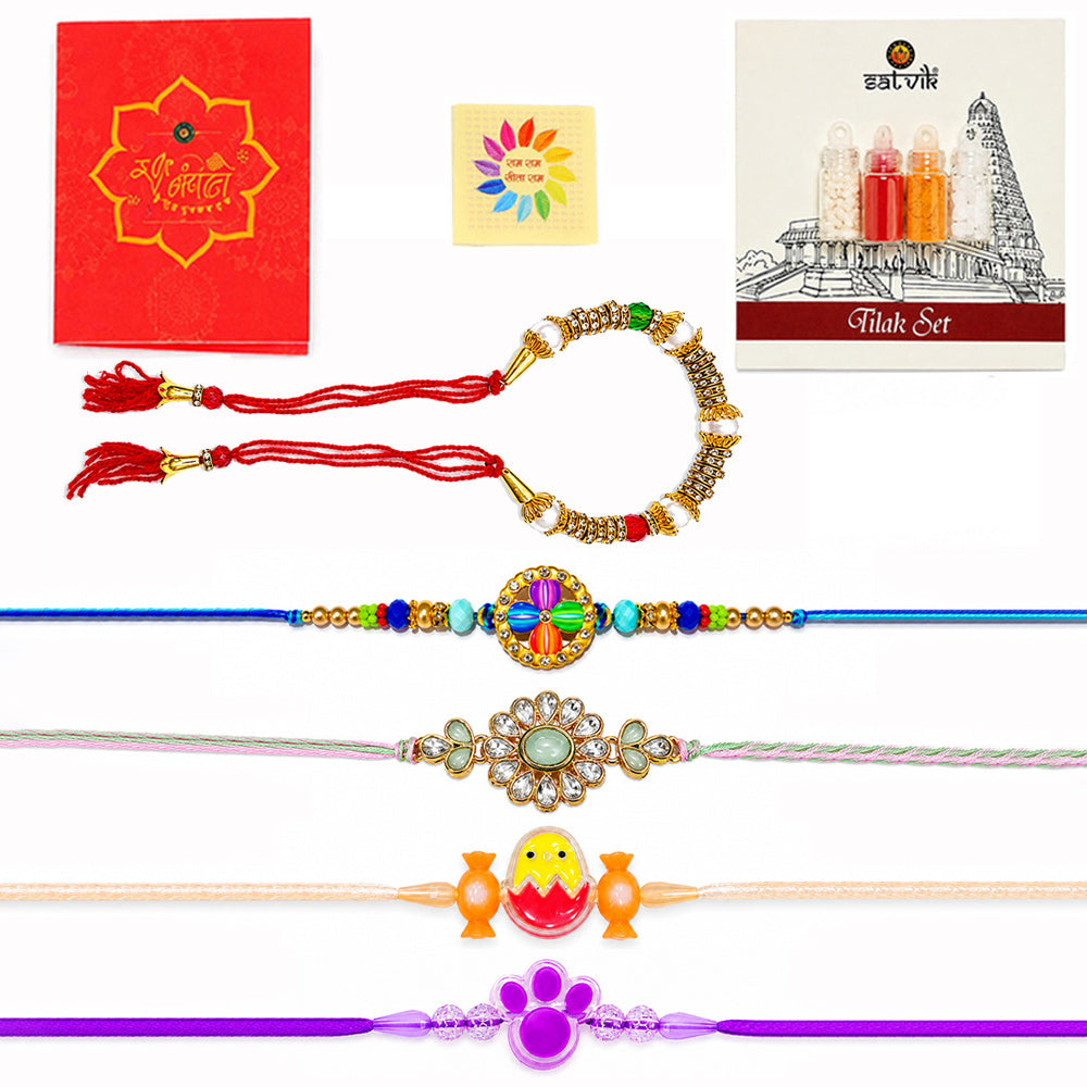 Auspicious Family Rakhi Combo (Set of 5)