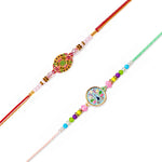 BRO Text Dial and Peacock Meenakari Designer Rakhi (Set of 2)