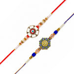 Enamel Evil Eye and Floral Meenakari Designer Rakhi (Set of 2)