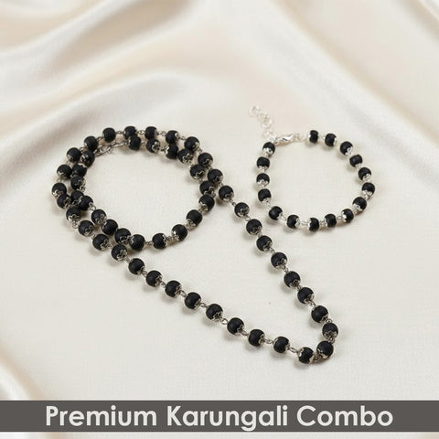Silver Capping Karungali Mala with Karungali Bracelet Govt Certified Original