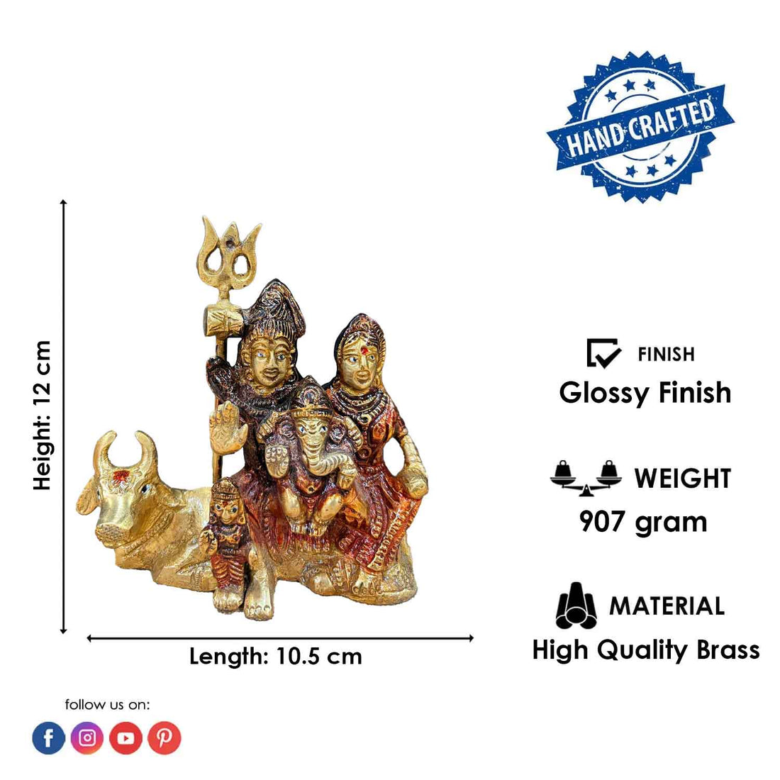 4.7 Inch Sampurna Shiv Parivaar with Nandi