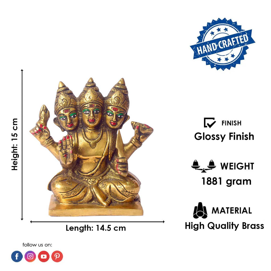 5.9 Inch Exquisite 6 Mukh Kartikey Brass Idol