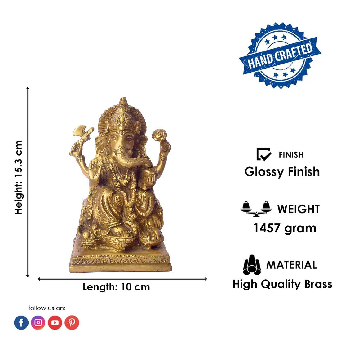 6 Inch Sacred Ganesha Idol - The God of Wisdom and Success