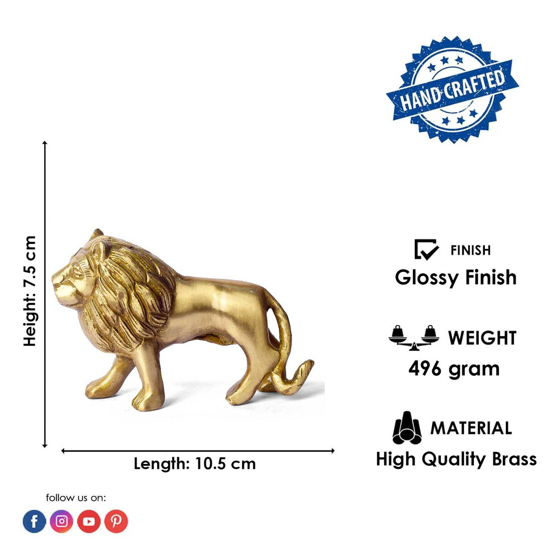 3 Inch Handcrafted Brass Lion: Icon of Strength and Bravery