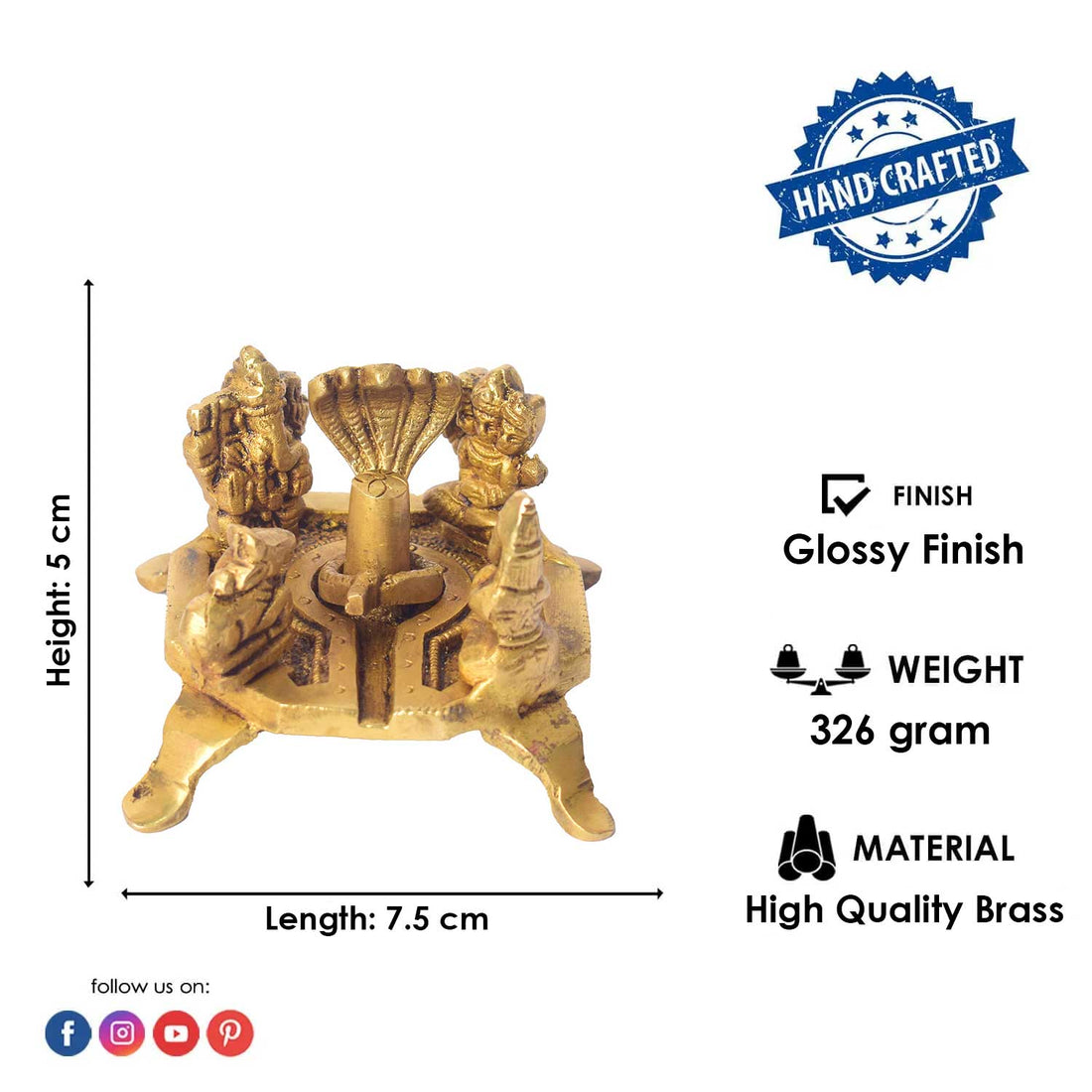 2 Inch Divine Brass Shiv Parivar with Shivling
