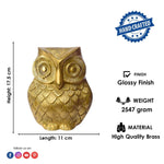 6.9 Inch Brass Engraved Owl (Lakshmi Vaahan) Statue