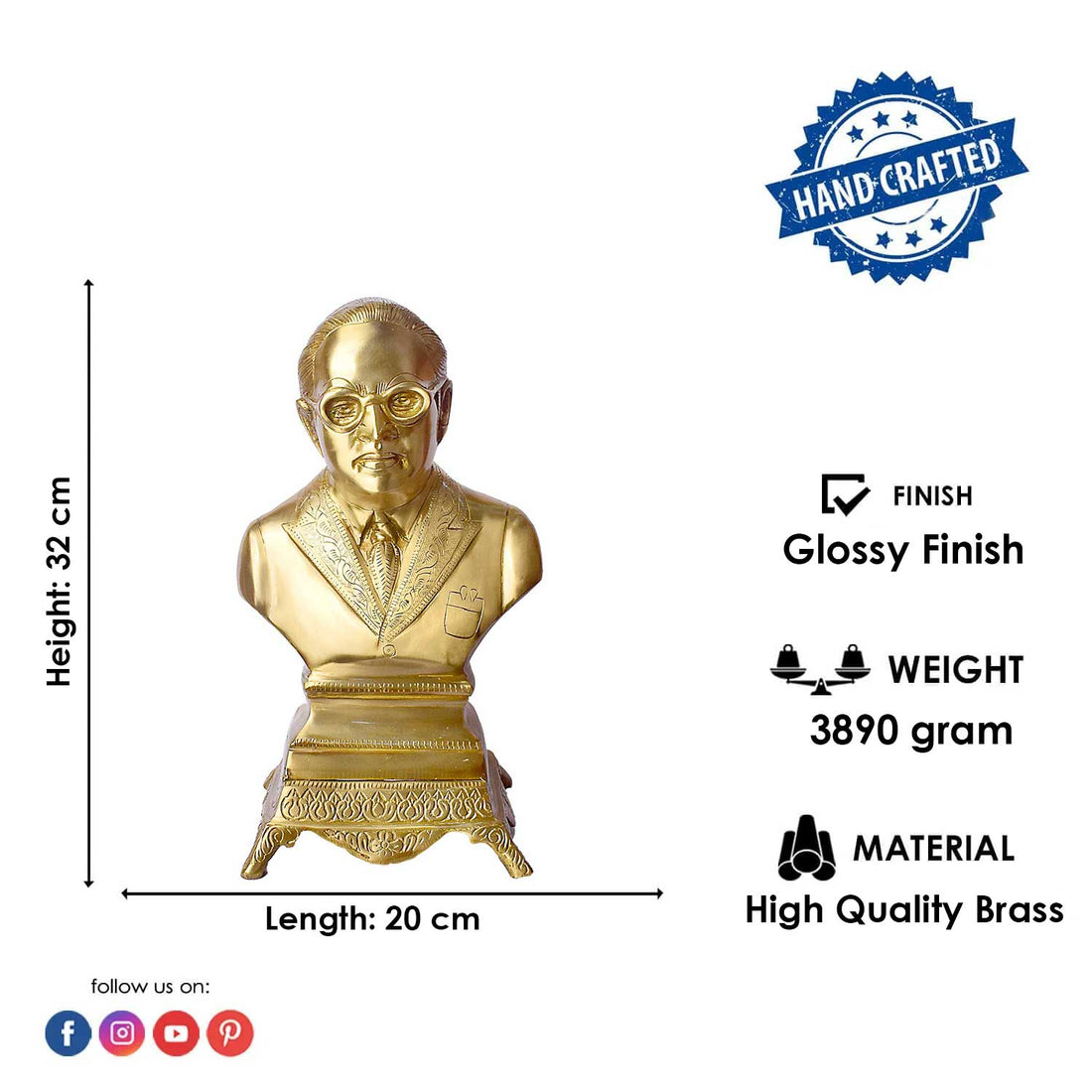 12.6 Inch Dr. B.R. Ambedkar Inspirational Leader Idol