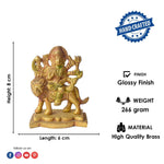 3.1 Inch Colored Brass Sherawali Mata Idol with Base