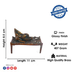 3.3 Antique Brass Ganesha Relaxing On Charpoy