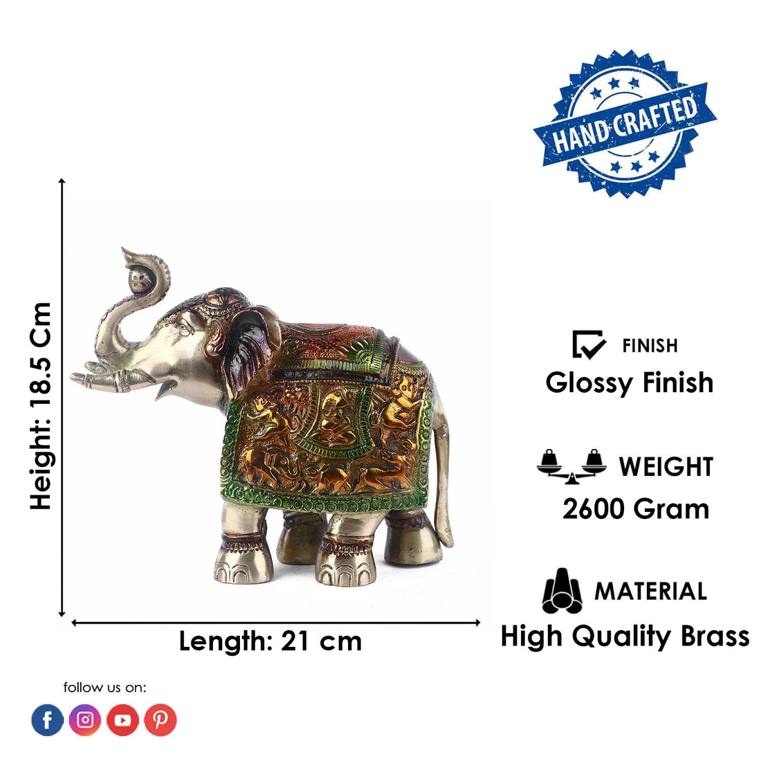 Eye Catching Brass Colorful Elephant