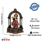 10.5 Inch Brass Krishna With Cow And Flute Idol