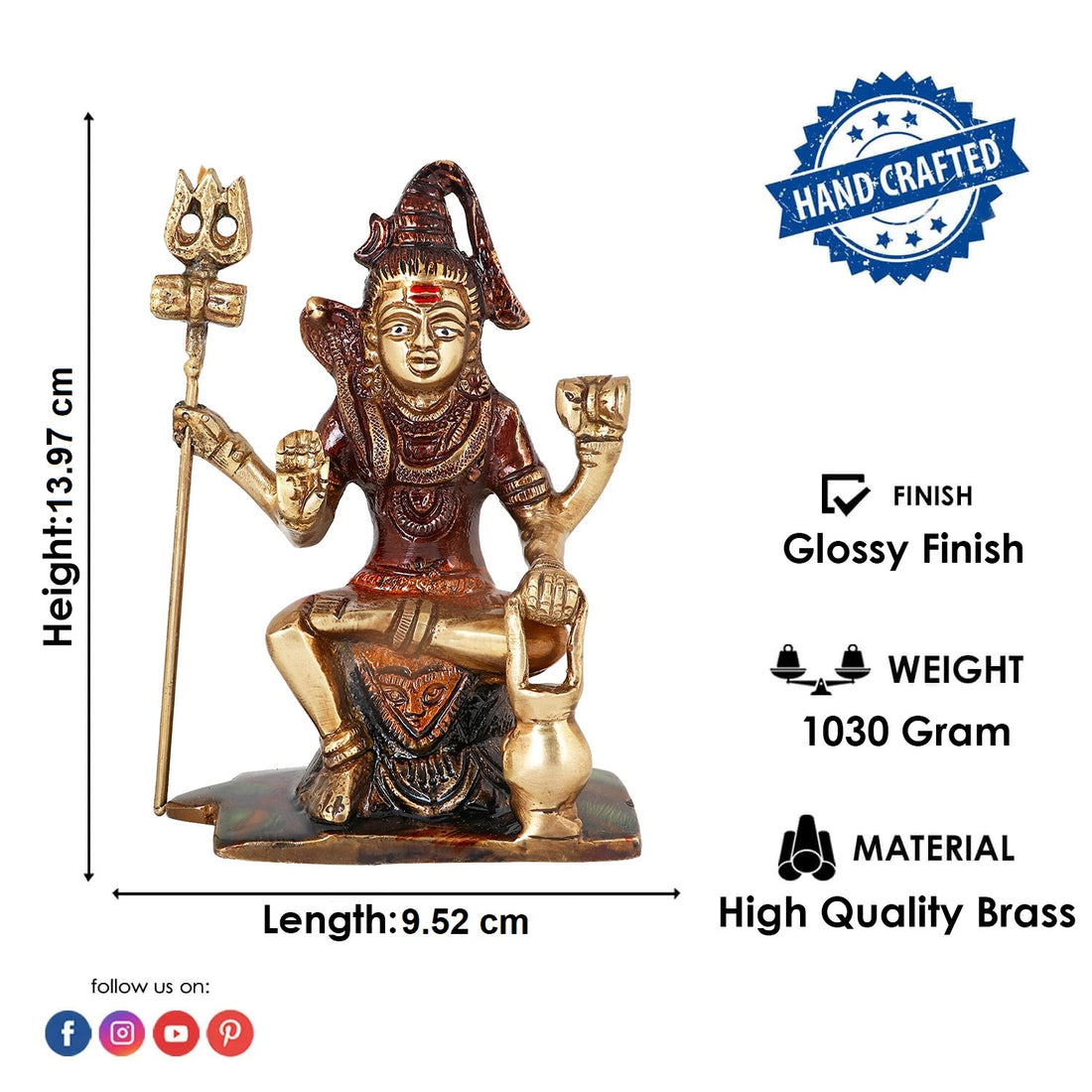 3 Inch Brass Shiv Ji/Bholenath Idol