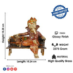 7.2 Inch Brass Sitting Ganesha Idol