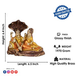 6.4 Inch Brass Colorful Vishnu Laxmi Idol