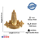 7.9 Inch Brass Tirupati Balaji Maharaj Face Wall Hanging Small